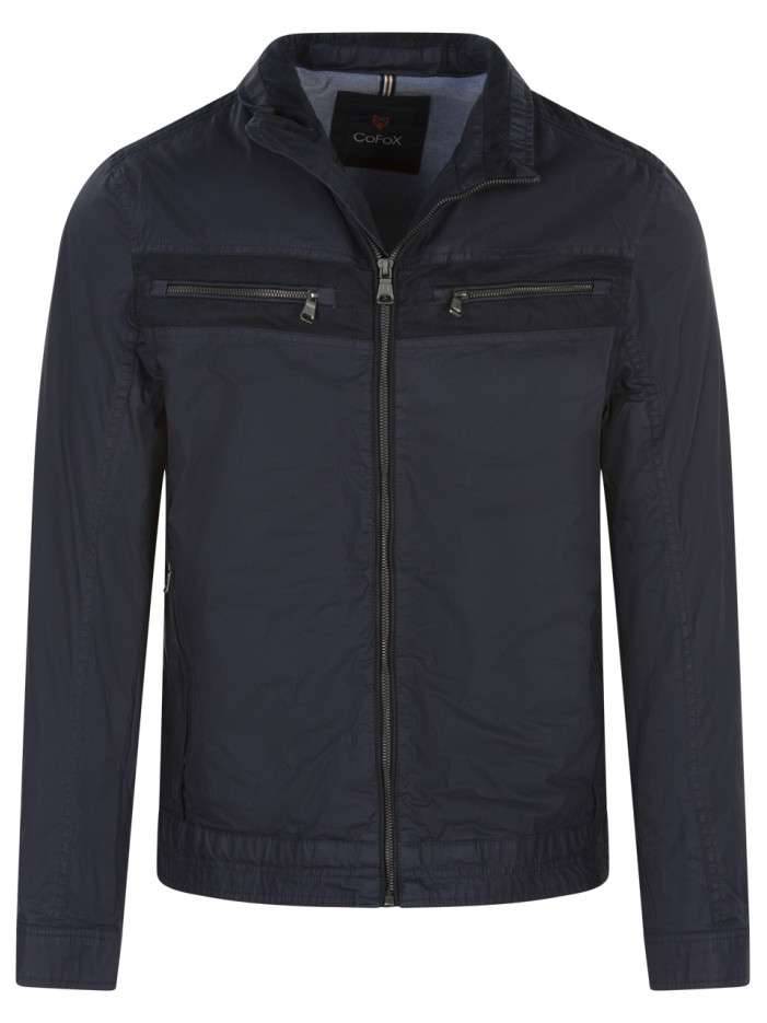 dellalui-blouson-en-coton-marine-uni-avec-une-coupe-droite-et-un-col-montant